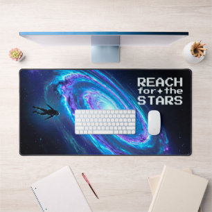 Epic Glowing Spiral Galaxy Astronaut Sci Fi Desk Mat