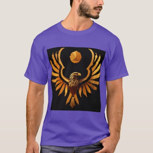 epic golden eagle crest simple 2D style T_Shirt