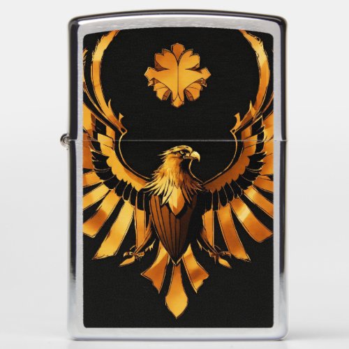 epic golden eagle crest simple 2D style Zippo Lighter