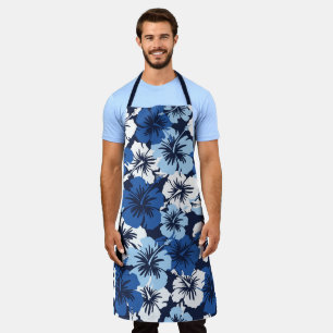 Epic Hibiscus Aloha Blue Hawaiian Floral Apron
