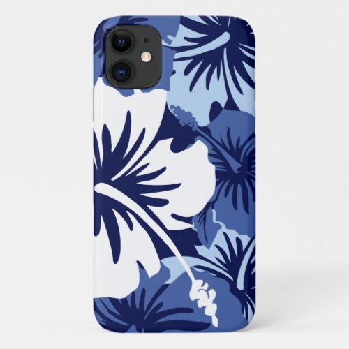 Epic Hibiscus Floral Hawaiian Navy Blue iPhone 11 Case