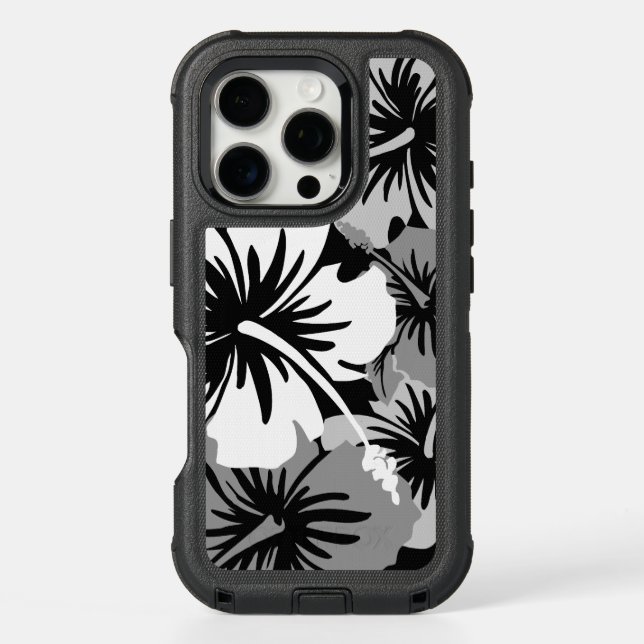 Epic Hibiscus Hawaiian Floral Aloha Black Otterbox iPhone Case (Back)