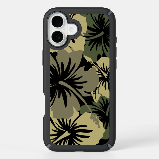 Epic Hibiscus Hawaiian Floral Aloha Khaki Speck iPhone Case (Front)
