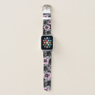 Epic Hibiscus Hawaiian Floral Aloha Pink and Gray Apple Watch Band
