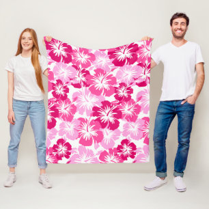Epic Hibiscus Hawaiian Floral Aloha - Pink Fleece Blanket