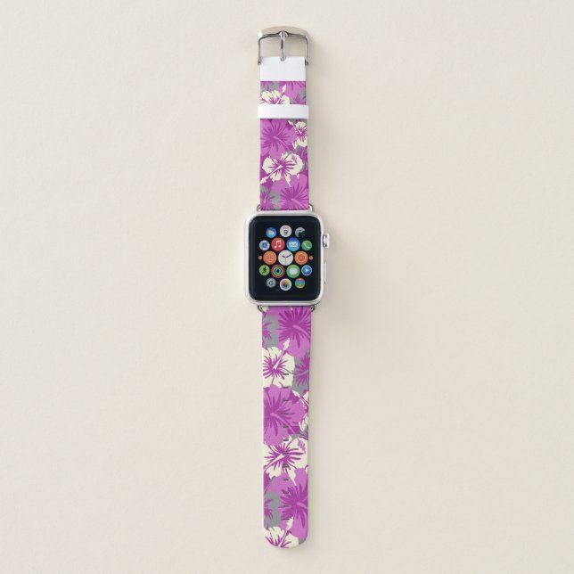 Epic Hibiscus Hawaiian Floral Aloha Radiant orchid Apple Watch Band (Front)