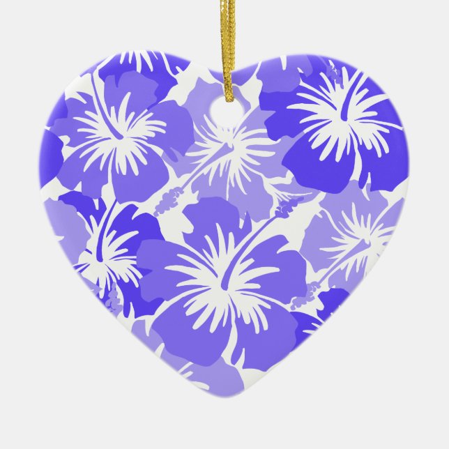 Epic Hibiscus Hawaiian Floral Aloha Shirt Print Ceramic Ornament (Front)