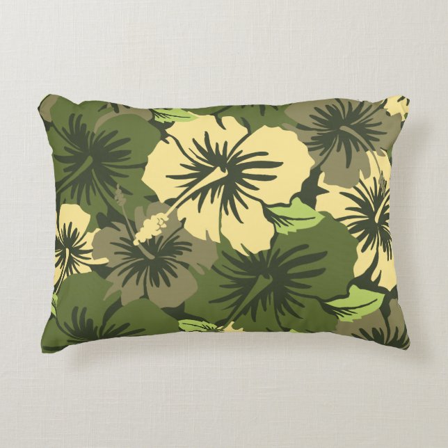 Epic Hibiscus Hawaiian Floral Aloha Shirt Print Decorative Pillow (Front)