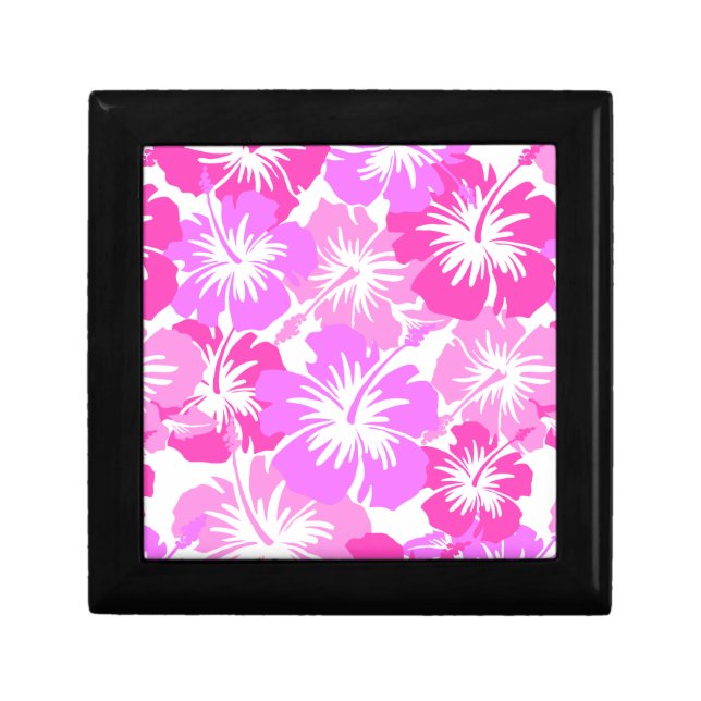 Epic Hibiscus Hawaiian Floral Aloha Shirt Print Keepsake Box (Front)