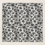 Epic Hibiscus Hawaiian Floral Aloha Shirt Print Scarf<br><div class="desc">Black,  White and Gray Colorway. These oversized hand rendered hibiscus flowers are reminiscent of the flowers used in vintage aloha shirts in the forties and fifties. These designs come in several colorways.</div>