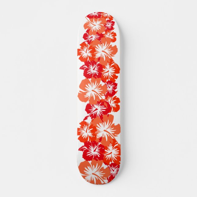Epic Hibiscus Hawaiian Floral Aloha Shirt Print Skateboard Deck (Front)