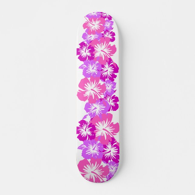 Epic Hibiscus Hawaiian Floral Aloha Shirt Print Skateboard Deck (Front)