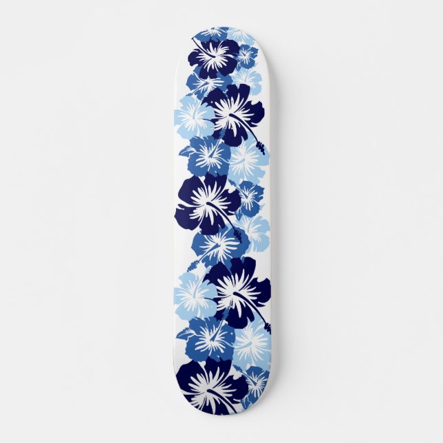 Epic Hibiscus Hawaiian Floral Aloha Shirt Print Skateboard Deck (Front)