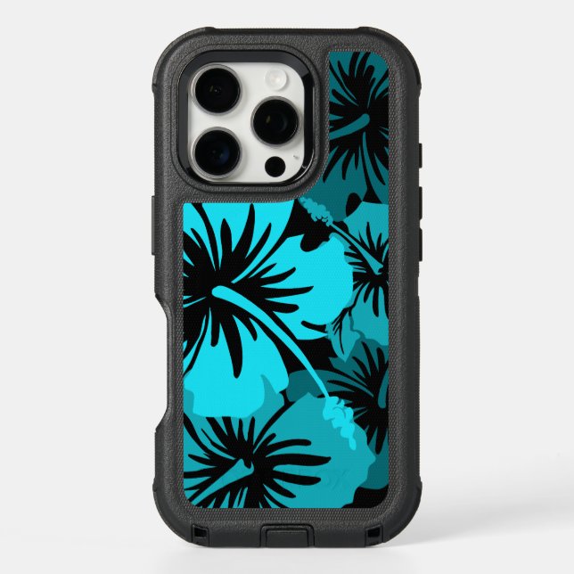 Epic Hibiscus Hawaiian Floral Aloha Teal Otterbox iPhone Case (Back)