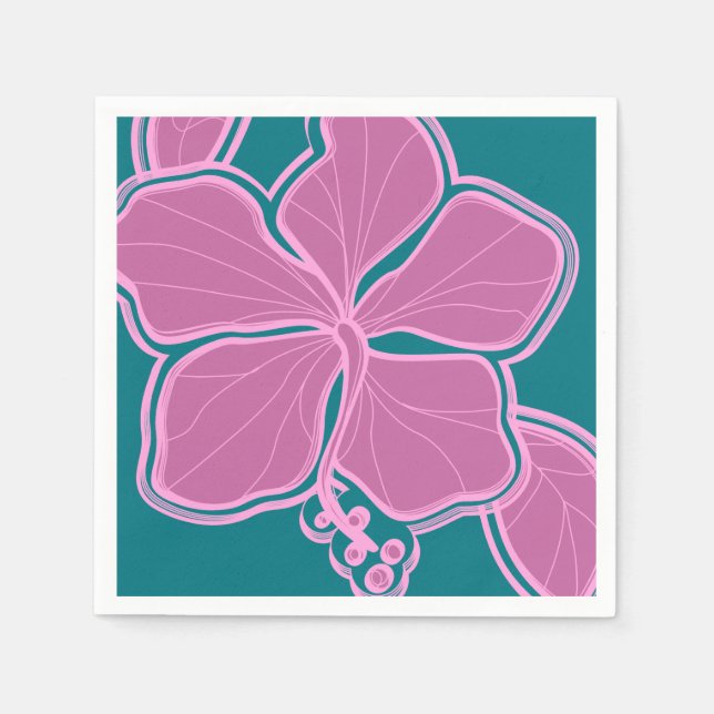 Epic Hibiscus Hawaiian Floral Napkins (Front)