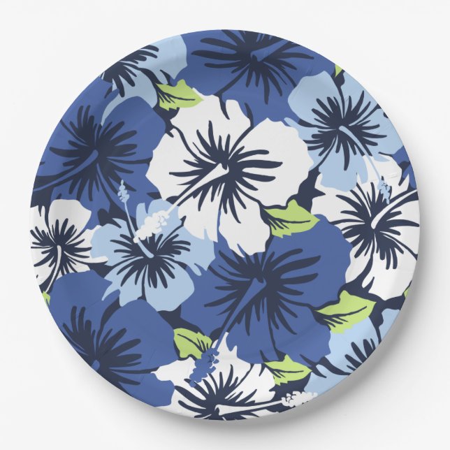 Epic Hibiscus Hawaiian Floral Paper Plates (Front)