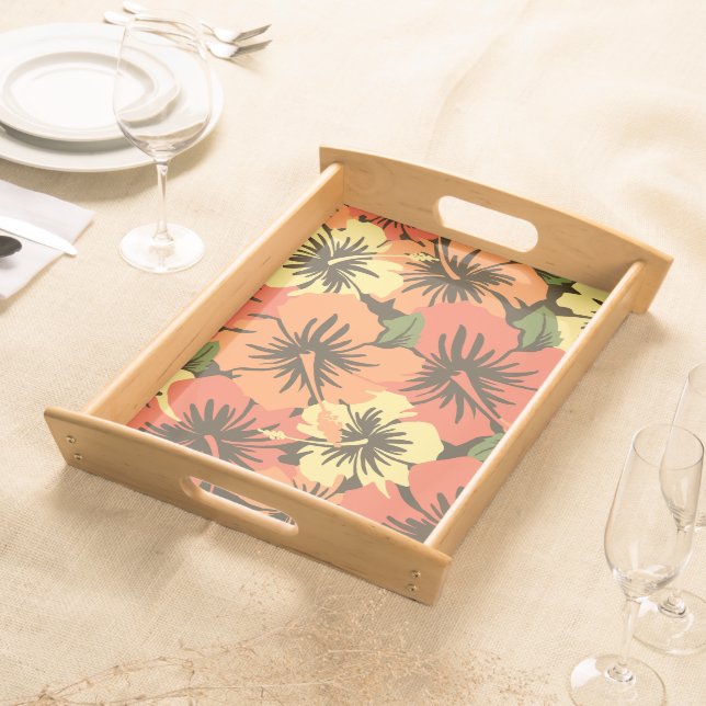 Epic Hibiscus Hawaiian Floral Serving Tray (Front)