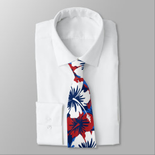 Epic Hibiscus Hawaiian Floral Two-sided Printed Tie