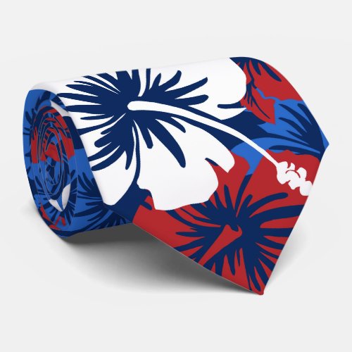 Epic Hibiscus Hawaiian Floral Two_sided Printed Tie