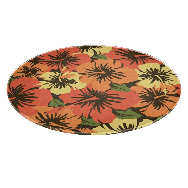 Epic Hibiscus Hawaiian Glass Cutting Board (Corner)