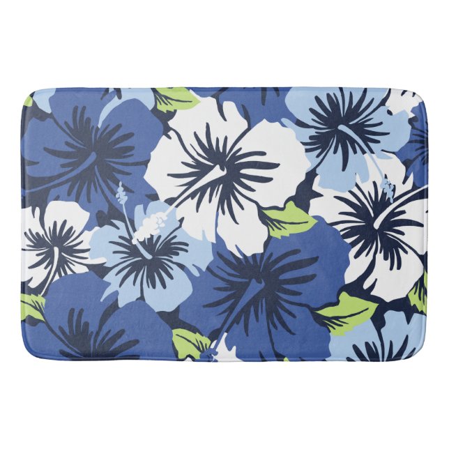 Epic Hibiscus Hawaiian Tropical Floral Bathroom Mat (Front)