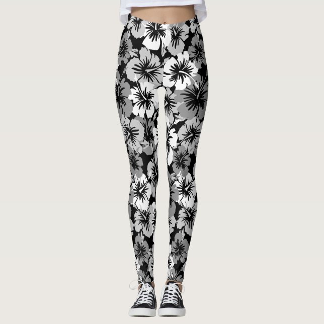 Epic Hibiscus Hawaiian Tropical Floral Leggings (Front)