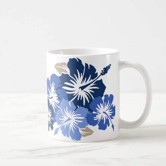"Epic Hibiscus" in Blue Mug (Right)