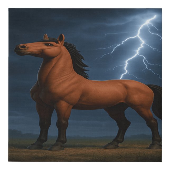 Epic Horse Wall Art | 3D Fantasy Thunderstorm Post (Front)