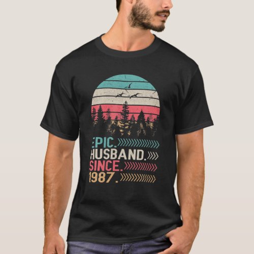 Epic Husband Since 1987 Wedding Married Anniversar T_Shirt