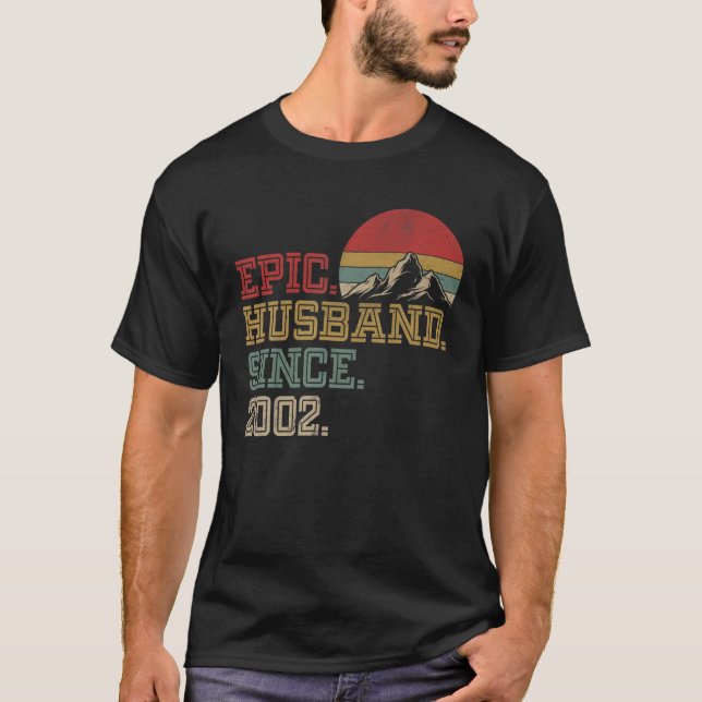 Epic Husband Since 2002 Retro Graphic Cool 20Th An T-Shirt (Front)