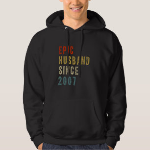 Epic Husband Since 2007 Couple 17th wedding Annive Hoodie