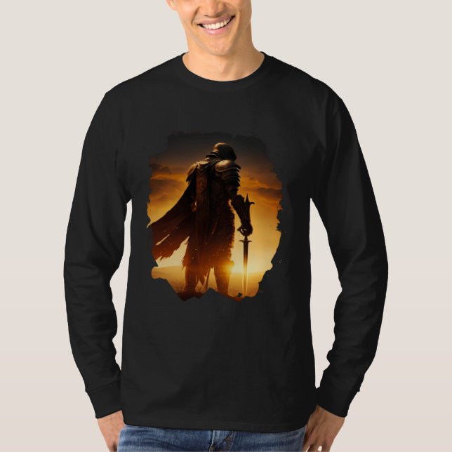 Epic knight at sunset on the field T-Shirt (Front)