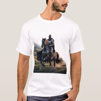 Epic Knight on Black Horse -Medieval Hero Fantasy T-Shirt