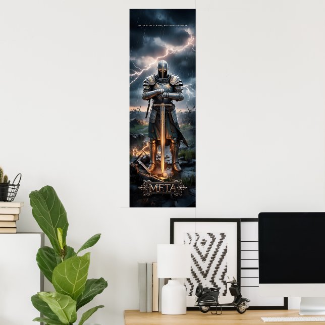 Epic Knight Warrior Digital Poster Medieval Fantas (Home Office)