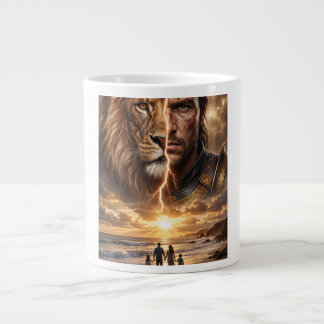 Epic Lion and Warrior Sunset Giant Coffee Mug