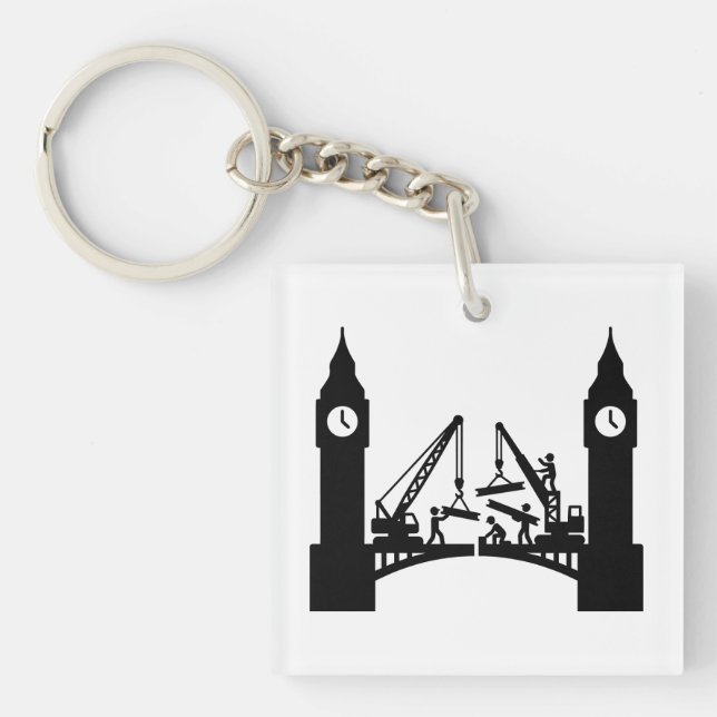 Epic london clock tower bridge construction  keychain (Front)