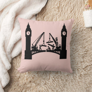 Epic london clock tower bridge construction throw pillow