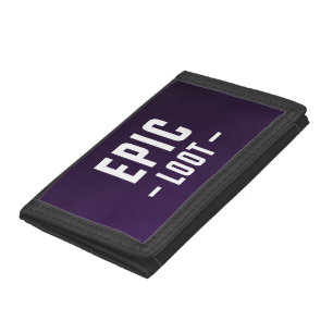 Epic Loot Gamer Purple White Teen Boy Slogan Tri-fold Wallet