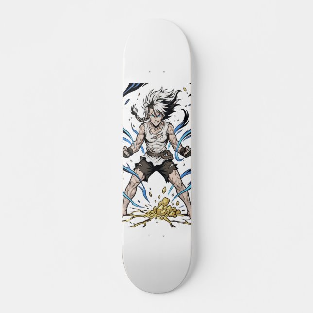 Epic Manga Warrior Power Awakening Illustration Skateboard (Front)