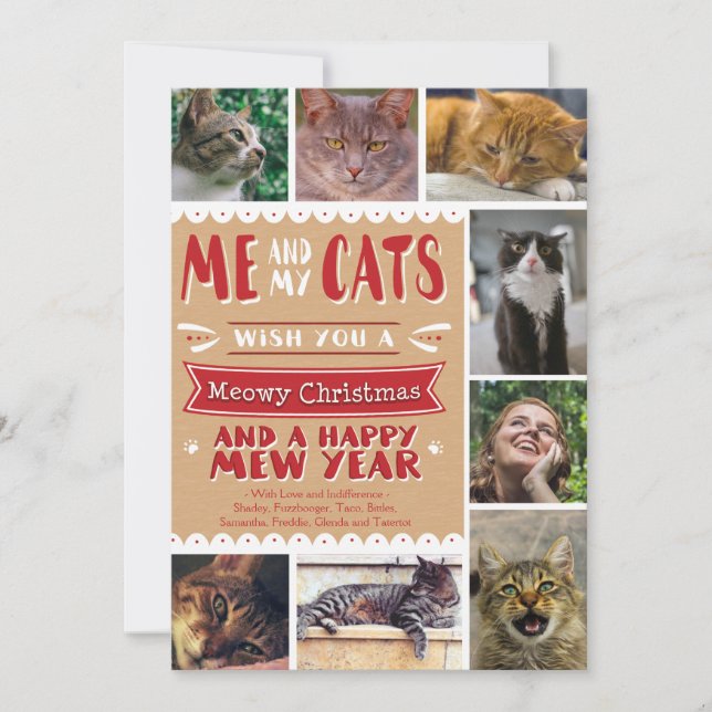 EPIC Me and My Cats Christmas 5x7 Card (8 Images) (Front)