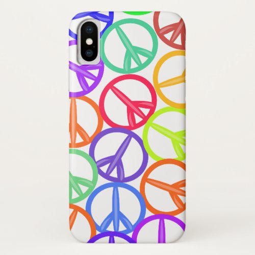 Epic Multicolor Groovy Peace Signs  Happy Pattern iPhone X Case