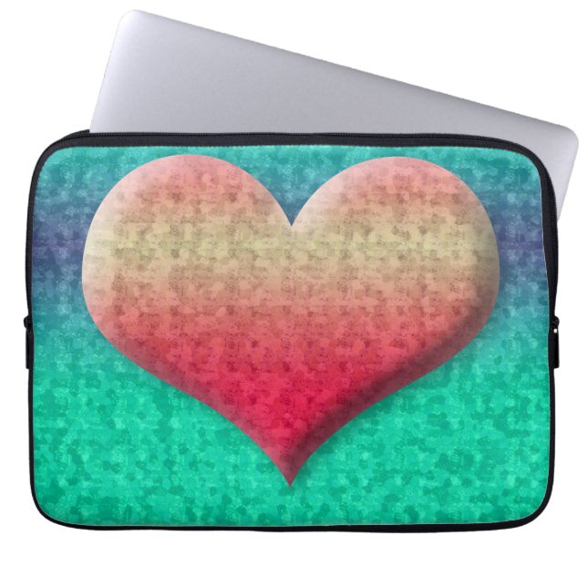 Epic Neon New Wave Retro Heart Laptop Sleeve (Front)