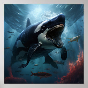 Epic Orca vs Alien Showdown - Stunning Poster Desi
