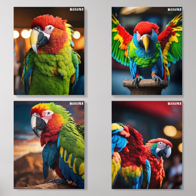 Epic Parrot Man Portrait Photography Acrylic Photo Tile (Front Set)