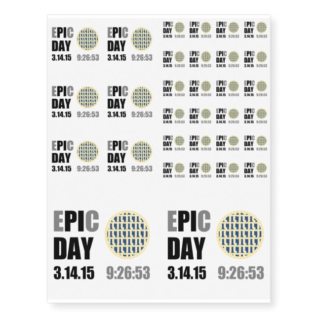 Epic Pi Day - E"PI"C Day Blueberry Lattice Pie Temporary Tattoos (Front)