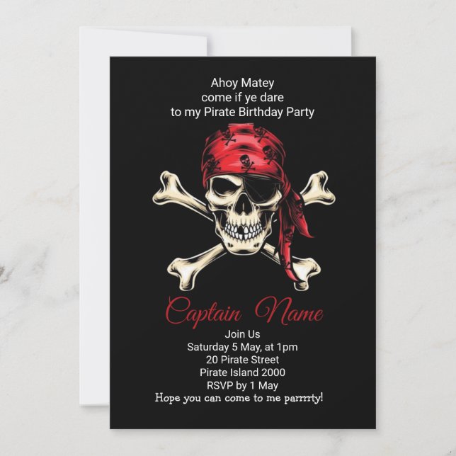 epic pirate birthday party invitation (Front)