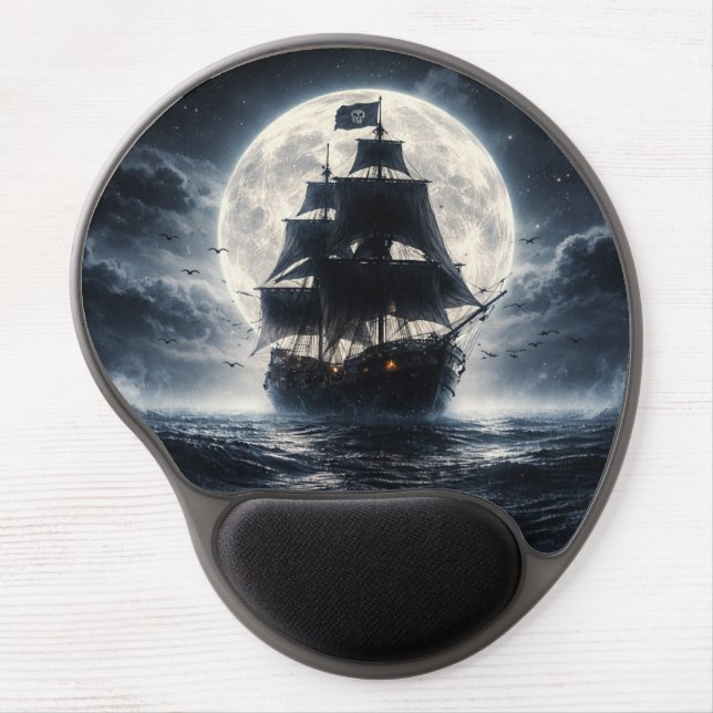 Epic Pirate Ship Moon Mouse Pad – Dark Ocean Pirat (Front)