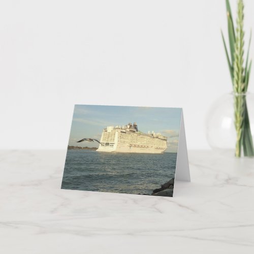 Epic Pursuit _ Bird and Cruise Ship Blank Note Thank You Card