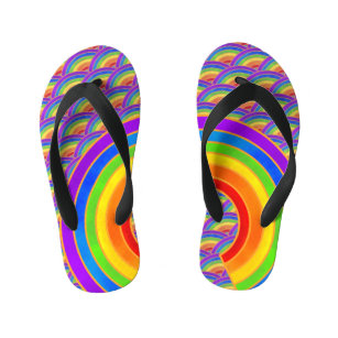 retro rainbow flip flops