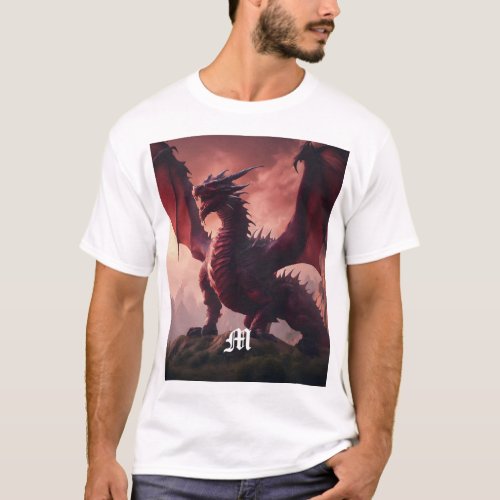 Epic Red Dragon Monogram T_Shirt